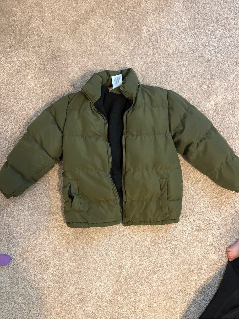 Kids Olive Green Puffer Jacket